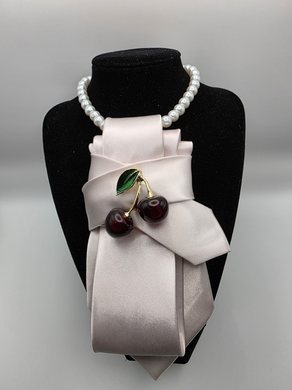 Tie Necklace | Soft Pink Satin